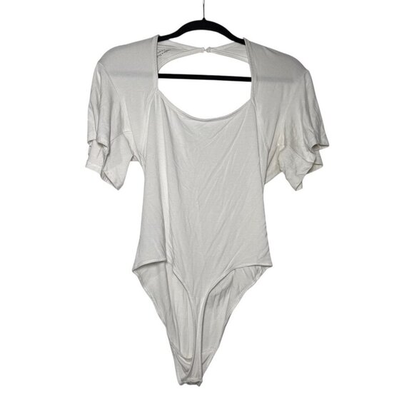 Abercrombie & Fitch Tops - Abercrombie & Fitch White Bodysuit Round Neck Soft A&F Drapey Size Large